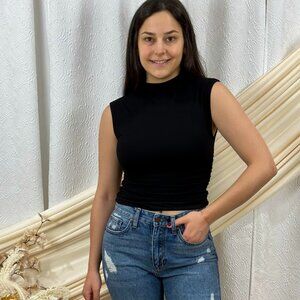 Mock Neck Cropped Top